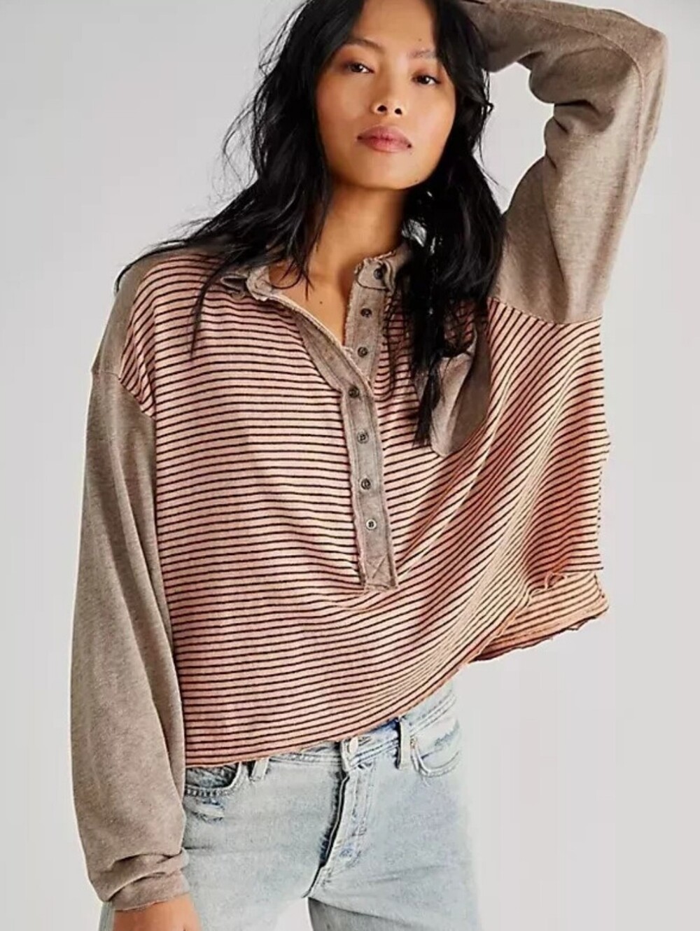 Free People We The Free Rock With Me Polo In Smoke Size Medium - Picture 2 of 7